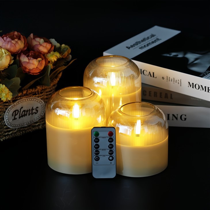 Flameless Candles Battery Operated Candles Led Candles Pillar Candle Flame 3 Packs With Flickering Led Candles Flames & 10-Key Remote