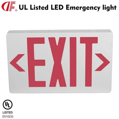 DF-3 UL 924 Samþykkt LED tvöfaldur andlitsútgangsskilti Ljós Rafhlaða varabúnaður Commercial Grade Hardwired Red Letter AC120/277V